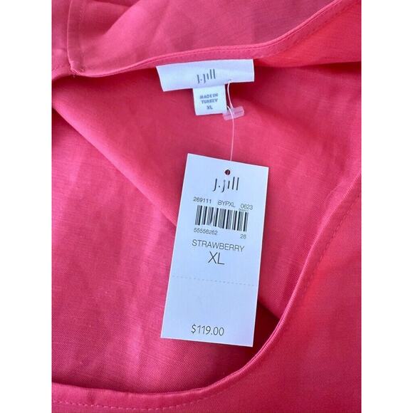 J. Jill Dress NWT Women XL Strawberry Red Pink Midi Tank Linen Shift Sleeveless - Picture 8 of 10